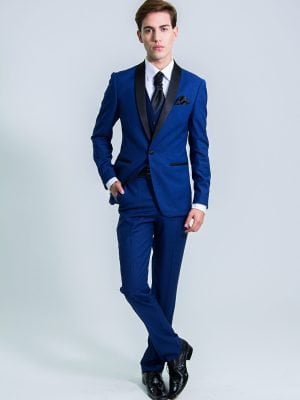 Smoking Azul Mate | Traje 3 Piezas (318-234)