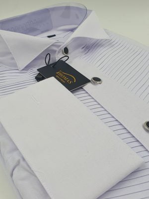 Camisa Cuello Paloma | Para Colleras | Corte Regular | Botón Brillante | Pliegue Diagonal