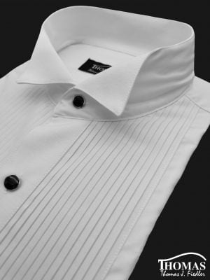 Camisa Cuello Paloma | Para Colleras | Corte Regular | Botón Brillante | Pliegue Vertical