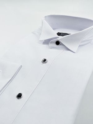 Camisa Cuello Paloma | Para colleras | Corte Regular | Botón Brillante | Lisa