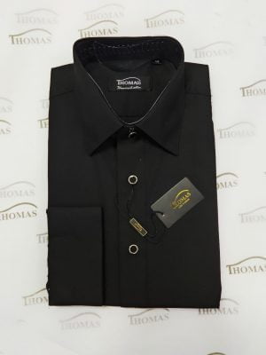 Camisa Negra | Cuello Tradicional | Para Colleras | Lisa
