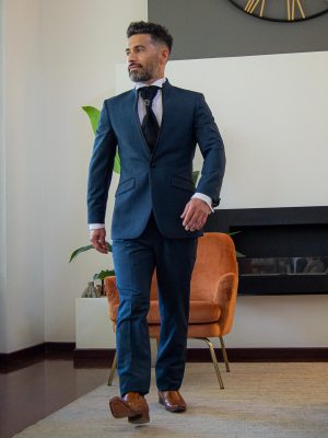 Traje Cuello Mao | Azul Petróleo| Tres piezas | 1-30