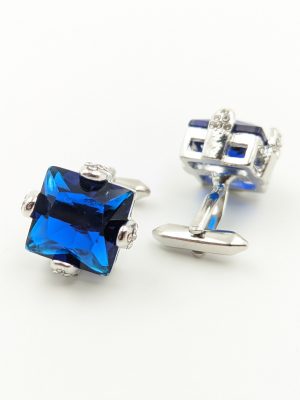 Colleras metálicas con incrustación | Cristal azul