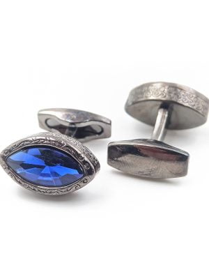 Colleras metálicas con incrustación | Ovalo azul