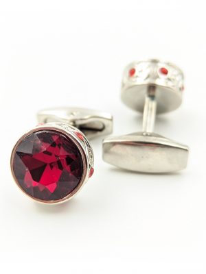 Colleras metálicas con incrustación | Rojo y metal