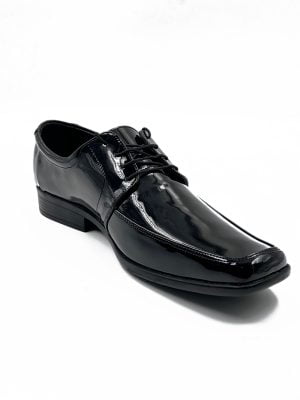 Zapato | Derby | Charol Negro | Diseño costura | Punta Cuadrada