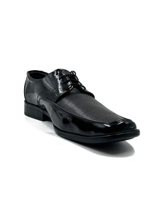 Zapato | Derby | Charol Negro | Textura | Punta Cuadrada