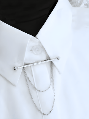Broche para cuello - Accesorio de camisa - Pin plateado