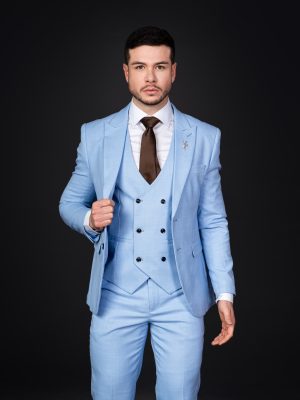 Traje Tradicional | Traje Azul Celeste | Incluye Chaleco | D3010-1