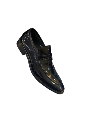 Zapato | Mocasín | Charol Negro | Liso | Punta Redonda