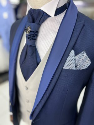 Traje Moderno | Traje Azul Rey | Cuatro Piezas con Chaleco | 927-2