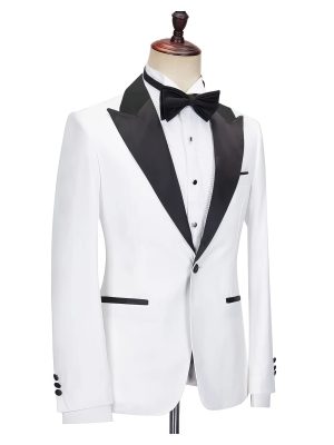 Smoking Italiano | Blanco Solapa Negra | Incluye Chaleco