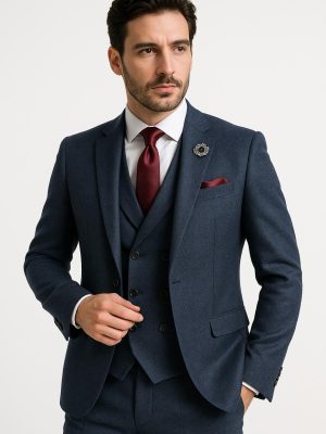 Traje Azul | Pantalon Negro | Tres piezas | 1818-3