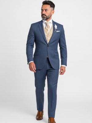 Traje Líneas Verticales | Azul | Ligero | Tres piezas
