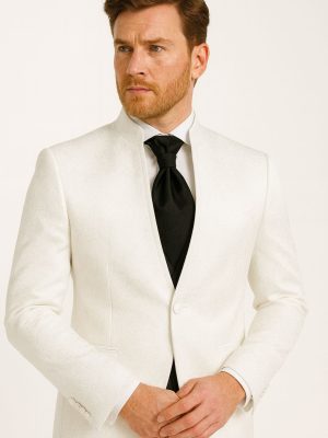 Traje Cuello Mao | Blanco | Tres piezas | 1-WHITE