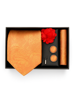 Set | Corbata | 4 Piezas | Naranja diseño