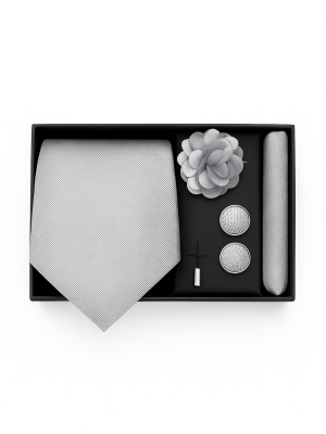Set | Corbata | 4 Piezas | Gris textura