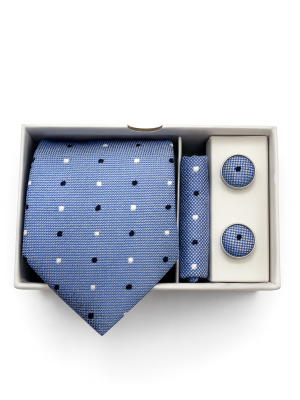 Set | Corbata | 3 Piezas | Celeste puntos