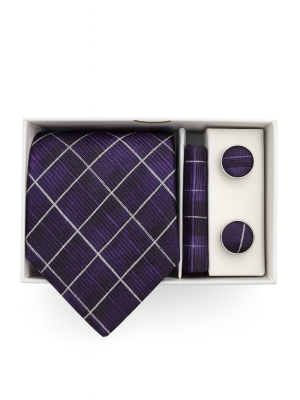Set | Corbata | 3 Piezas | Morado lineas