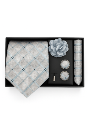 Set | Corbata | 4 Piezas | Gris textura