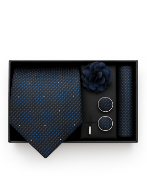 Set | Corbata | 4 Piezas | Azul puntos