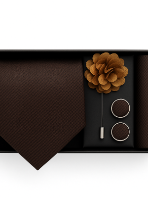 Set | Corbata | 4 Piezas | Cafe textura