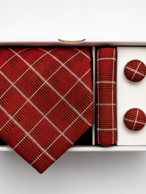 Set | Corbata | 3 Piezas | Rojo lineas