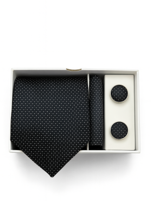 Set | Corbata | 3 Piezas | Negro puntos