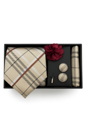 Set | Corbata | 4 Piezas | Beige