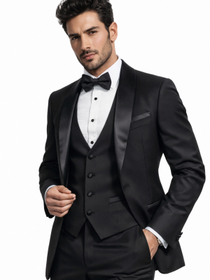 Smoking | Negro | Solapa redonda | 3 Piezas | 638-BLACK